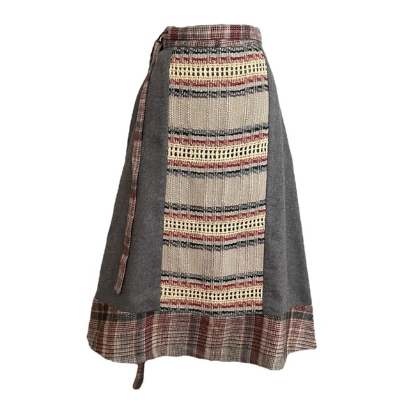 Vintage Artisan Wool Wrap Skirt by Rose Path Designs Woven Plaid Cottagecore S - Picture 1 of 14